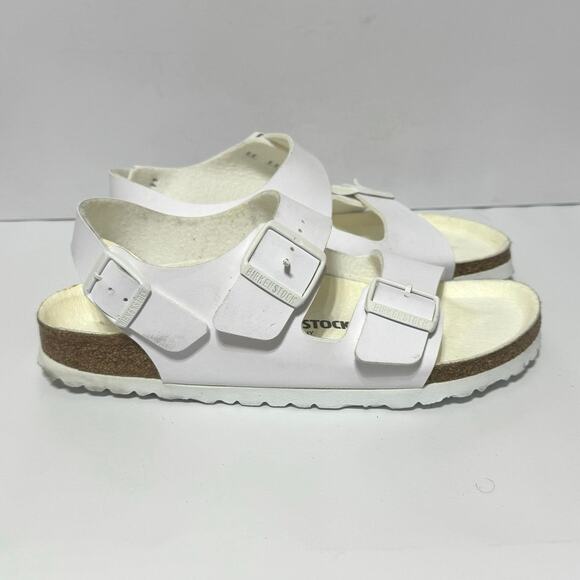 Birkenstock Milano Sandals White Birko-Flor Adjustable Straps Size 40 L 9 M7 - Picture 1 of 11